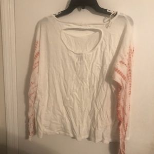 True craft long sleeve shirt w/pink tiedye sleeves